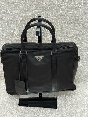 PRADA - Black Nylon Leather Business Bag
